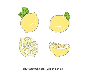 set of lemons. lemon Background. flat illustration lemon background. Lemon cartoon. lemon flat illustration background