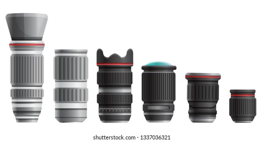 set of lenses for a digital camera, vector illustration