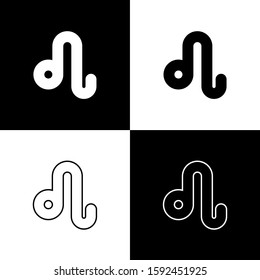 Set Leo zodiac sign icon isolated on black and white background. Astrological horoscope collection.  Vector Illustration