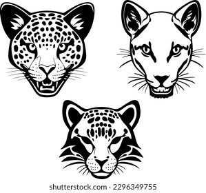 Set of leopard logos black and white vector