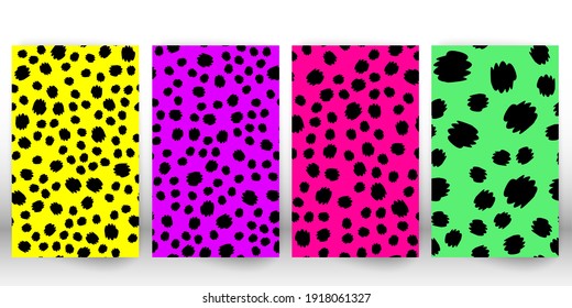 Set of leopard print. Panther skin. Retro fabric pattern. Spotted fur texture. Animal print leopard.