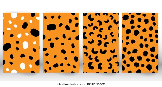 Set of leopard print. Panther skin. Retro fabric pattern. Spotted fur texture. Animal print leopard.