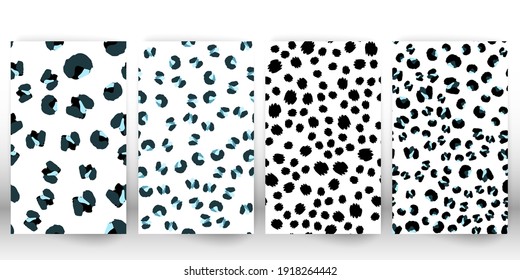 Set of leopard print. Panther skin. Retro fabric pattern. Spotted fur texture. Animal print leopard.