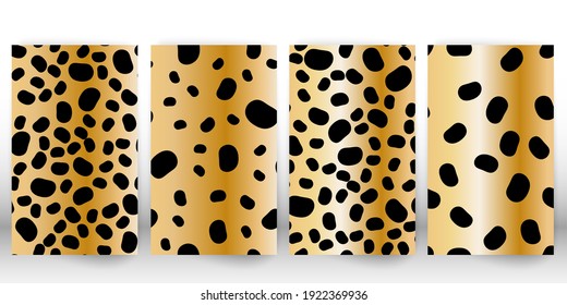 Set of leopard print. Panther skin. Retro fabric pattern. Spotted fur texture. Animal print leopard.