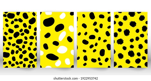 Set of leopard print. Panther skin. Retro fabric pattern. Spotted fur texture. Animal print leopard.