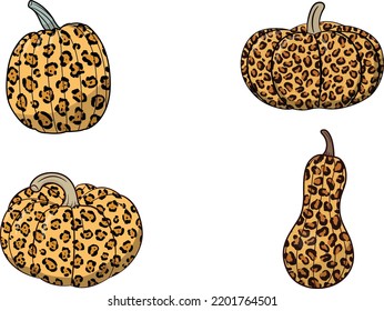 Set of Leopard print pumpkins