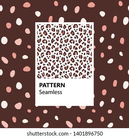 Set. Leopard print. Vector illustration with seamless patterns.