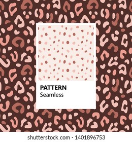 Set. Leopard print. Vector illustration with seamless patterns.
