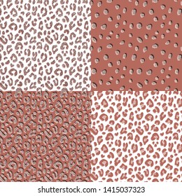 Set. Leopard print. Vector illustration with patterns.