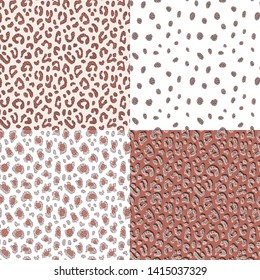 Set. Leopard print. Vector illustration with patterns.