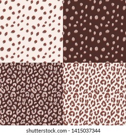 Set. Leopard print. Vector illustration with patterns.