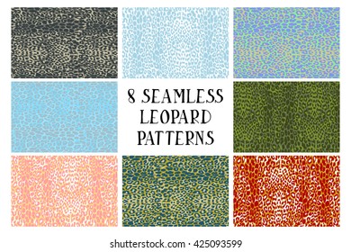 Set of leopard seamless patterns. Can be used as a print for textiles or any other surfaces.Vector illustration 