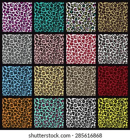 Set of leopard seamless patterns. Vector EPS8 illustration. 