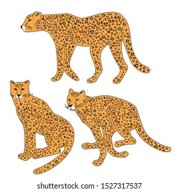 Set Leopards Different Poses Vector Illustration Stock Vector (Royalty ...