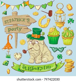 Set of leprechaun characters poses , eps10 vector format