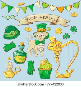 Set of leprechaun characters poses , eps10 vector format