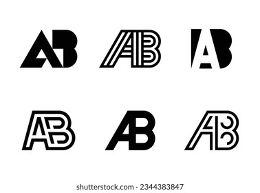 Conjunto de logotipos AB de letras. Resumen de colección de logotipos con letras. Logotipos geométricos abstractos