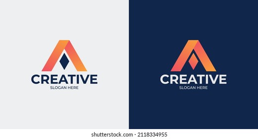 set of letter A and abstract logo