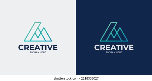 conjunto de letras A y logotipo abstracto