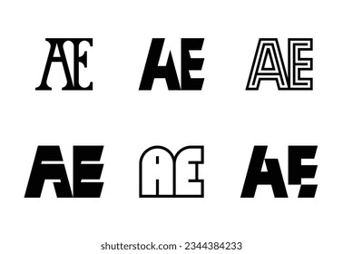 Set von Buchstaben AE Logos. Abstrakte Logos-Kollektion mit Buchstaben. Abstrakte geometrische Logos