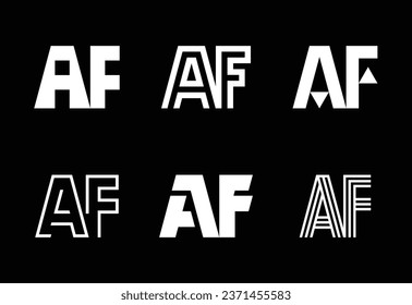 Set von Buchstaben AF-Logos. Abstrakte Logos-Kollektion mit Buchstaben. Abstrakte geometrische Logos