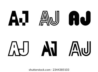 Set von Buchstaben AJ Logos. Abstrakte Logos-Kollektion mit Buchstaben. Abstrakte geometrische Logos