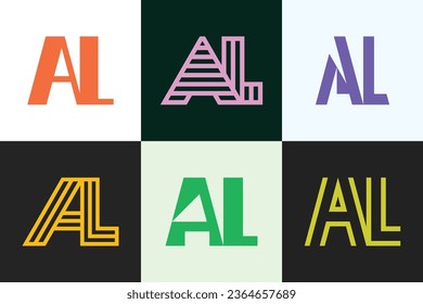 Set von Buchstaben AL Logos. Abstrakte Logos-Kollektion mit Buchstaben. Abstrakte geometrische Logos