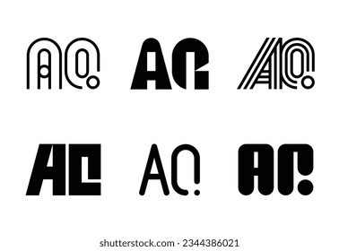 Set of letter AQ logos. Abstract logos collection with letters. Geometrical abstract logos
