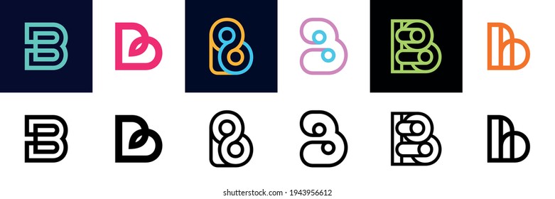 Set of letter B. Icon design. Template elements - Collection of vector sign