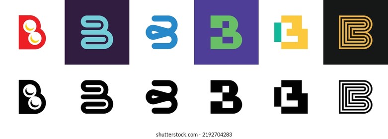 Set of letter B. icon design. template elements. geometric abstract logos