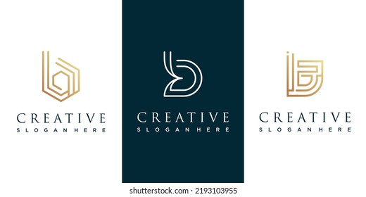 Set of letter b logo with creative design 