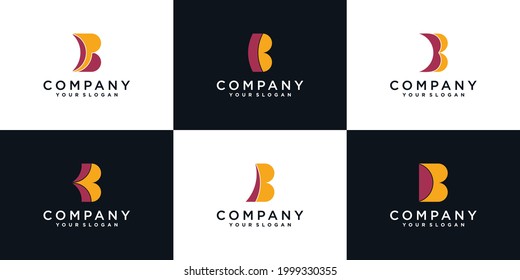 Set von Buchstabe B Logo Design-Vorlage mit einfacher Form. Premium vektor