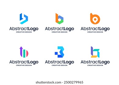 Set of letter B logo design with colorful theme