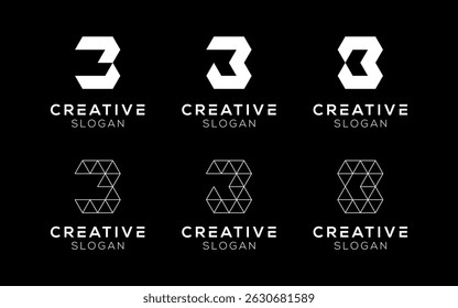 Set of Letter B logo design templates. Modern isolated Letter B symbols for brands and technology