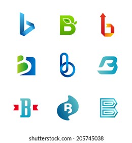 Set of letter B logo icons design template elements. Collection of vector signs.