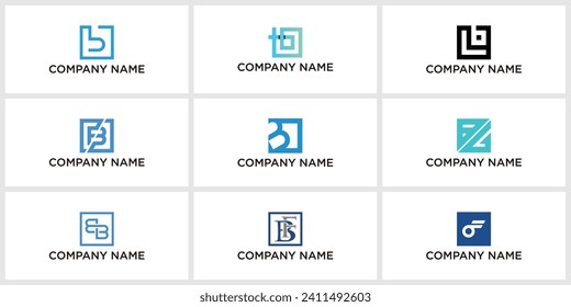 conjunto de letras B logo dentro de un cuadrado. Diseñar el logotipo de ilustración vectorial para la empresa