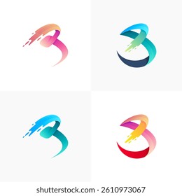 Set letter B logo with swoosh design combination, company logos
