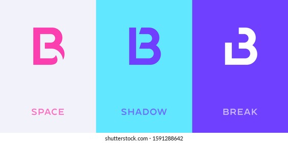 Set of letter B minimal logo icon design template elements