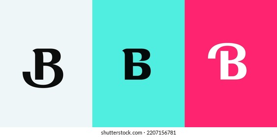 Set of letter B minimal logo icon design template elements