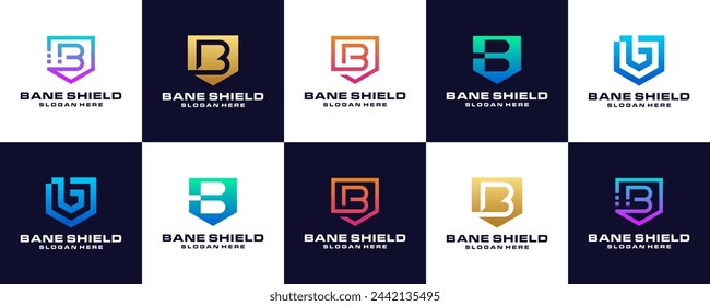 Conjunto de letra B con el logotipo del escudo icono diseño vector plantilla de diseño inspiración