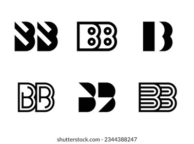 Set of letter BB logos. Abstract logos collection with letters. Geometrical abstract logos
