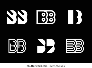 Set of letter BB logos. Abstract logos collection with letters. Geometrical abstract logos