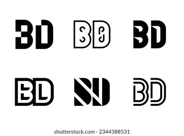 Set of letter BD logos. Abstract logos collection with letters. Geometrical abstract logos