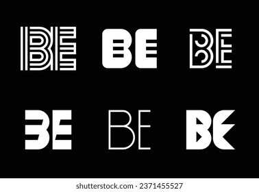 Set von Buchstaben BE Logos. Abstrakte Logos-Kollektion mit Buchstaben. Abstrakte geometrische Logos
