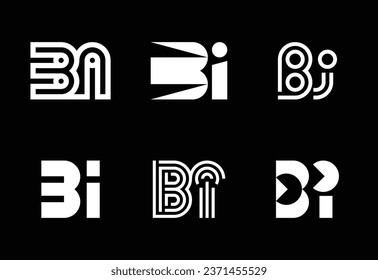 Conjunto de logotipos BI de letras. Resumen de colección de logotipos con letras. Logotipos geométricos abstractos