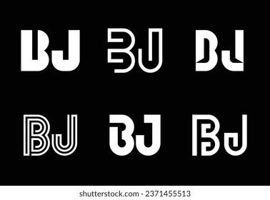 Set von Buchstaben BJ-Logos. Abstrakte Logos-Kollektion mit Buchstaben. Abstrakte geometrische Logos