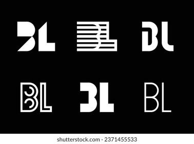 Set of letter BL logos. Abstract logos collection with letters. Geometrical abstract logos