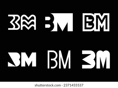 Set of letter BM logos. Abstract logos collection with letters. Geometrical abstract logos