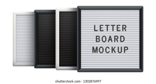 Set of letter boards in different colors. Universal advertising mockup for banner, poster, menu or sign.