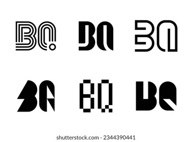 Set of letter BQ logos. Abstract logos collection with letters. Geometrical abstract logos
